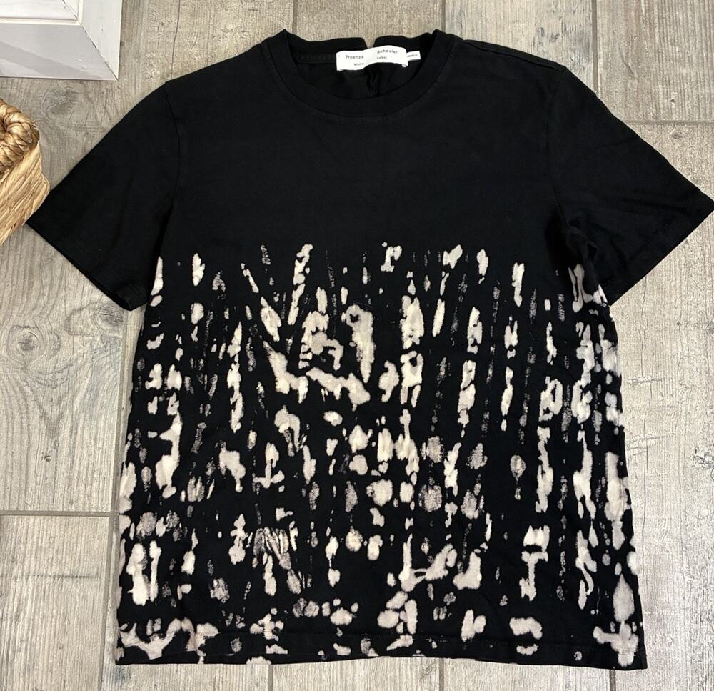 Proenza Schouler White Label Tie Dye Tee Black Bleach Splatter T-Shirt Small